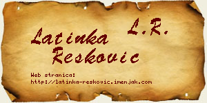 Latinka Resković vizit kartica